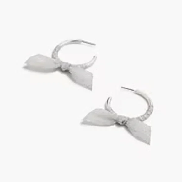 J. Crew Factory Ribbon-wrapped Hoop Earrings, Silver - NWT - Picture 1 of 2